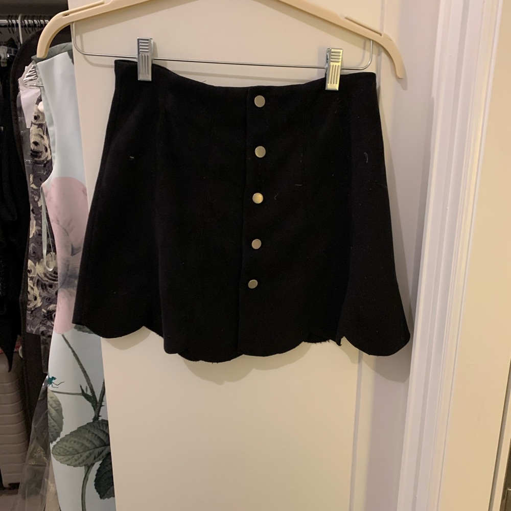 Suede scalloped mini skirt